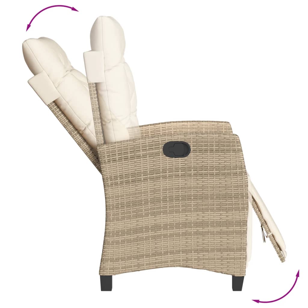 Ensemble à manger de jardin avec coussins 5pcs Beige poly rotin