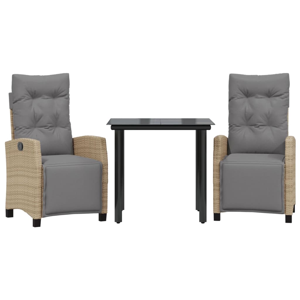Ensemble à manger de jardin et coussins 3 pcs mélange beige