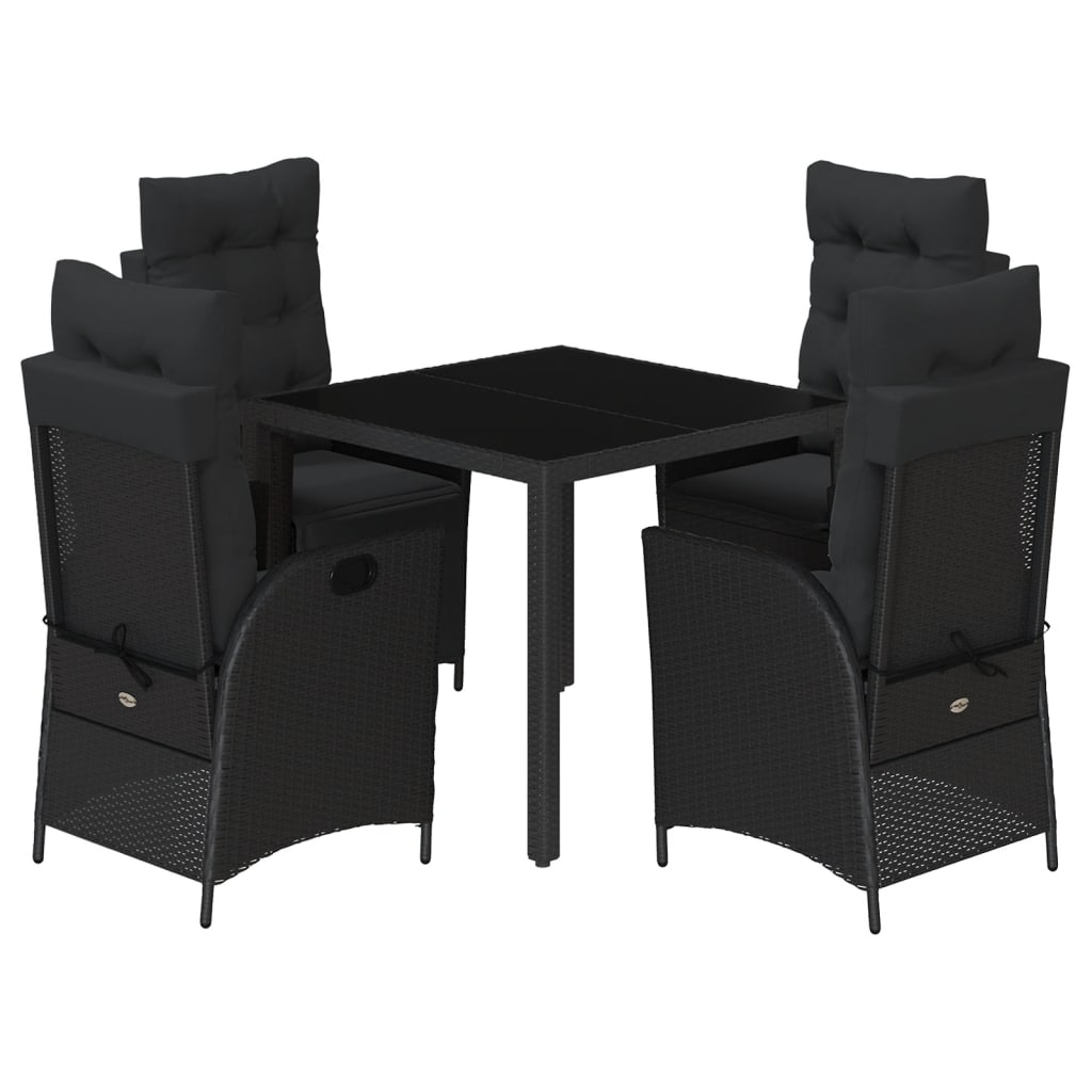 Ensemble à manger de jardin coussins 5pcs Noir Résine tressée - XIOS