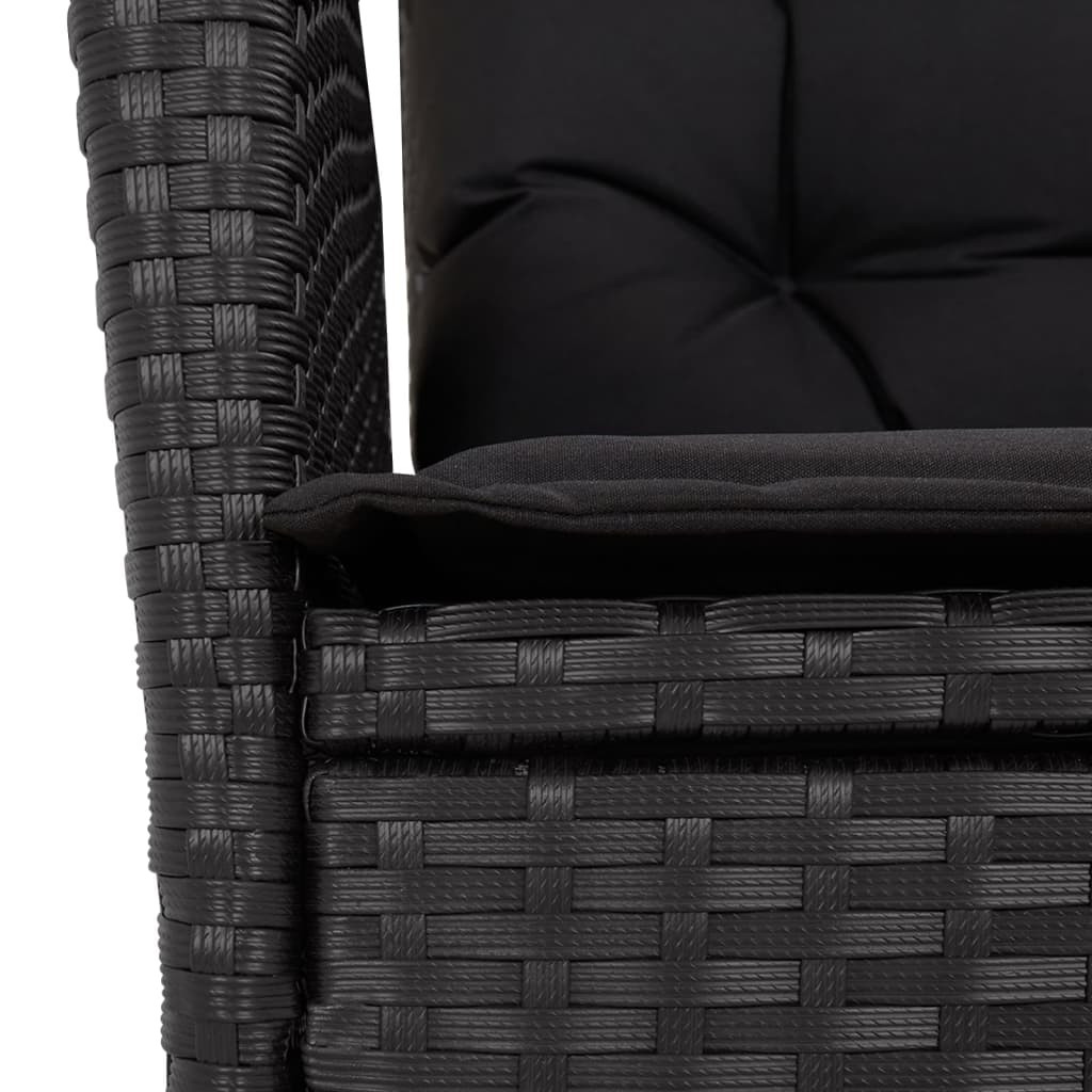 Ensemble à manger de jardin coussins 7pcs Noir Résine tressée