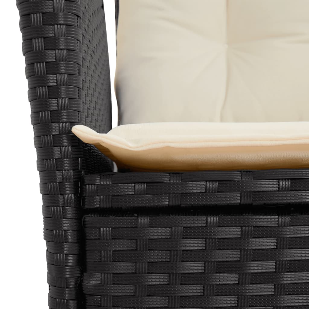 Ensemble à manger de jardin avec coussins 3 pcs Noir