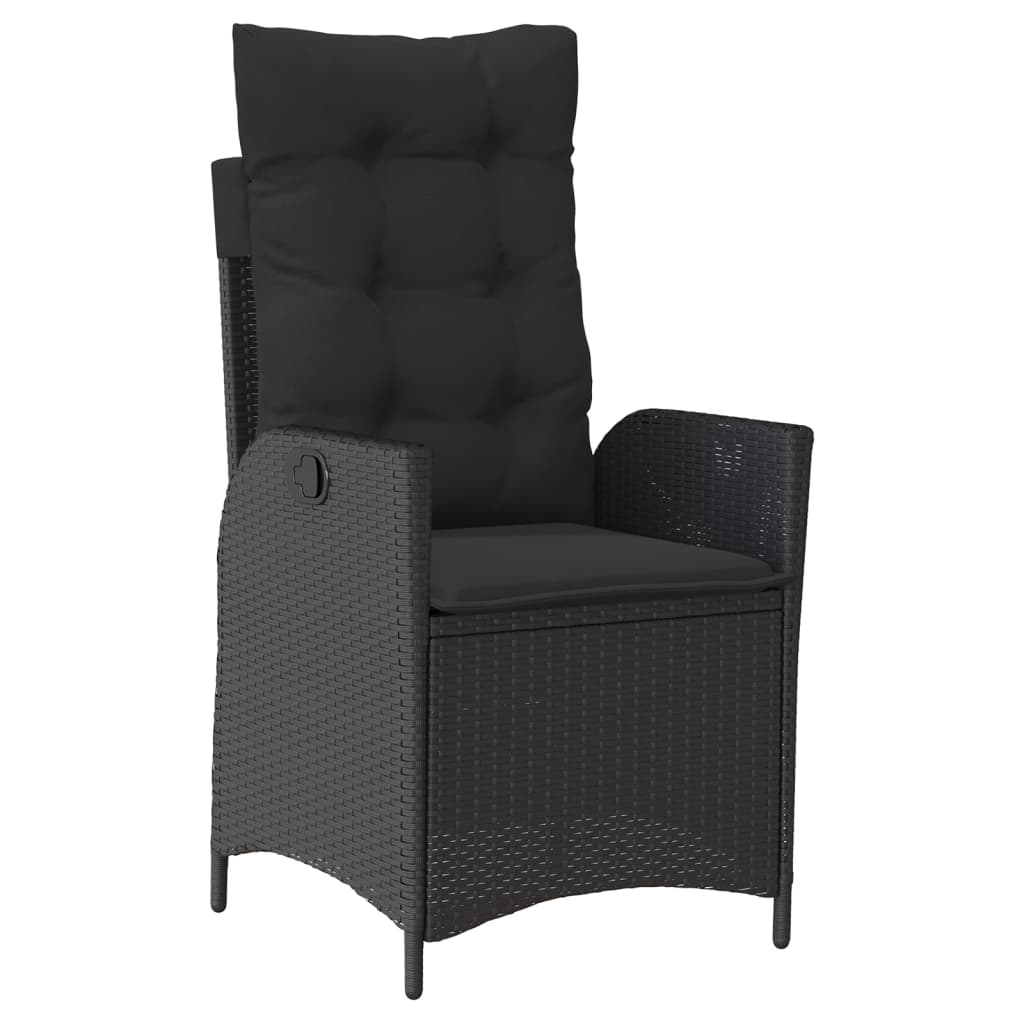 Ensemble à manger de jardin coussins 5pcs Noir Résine tressée