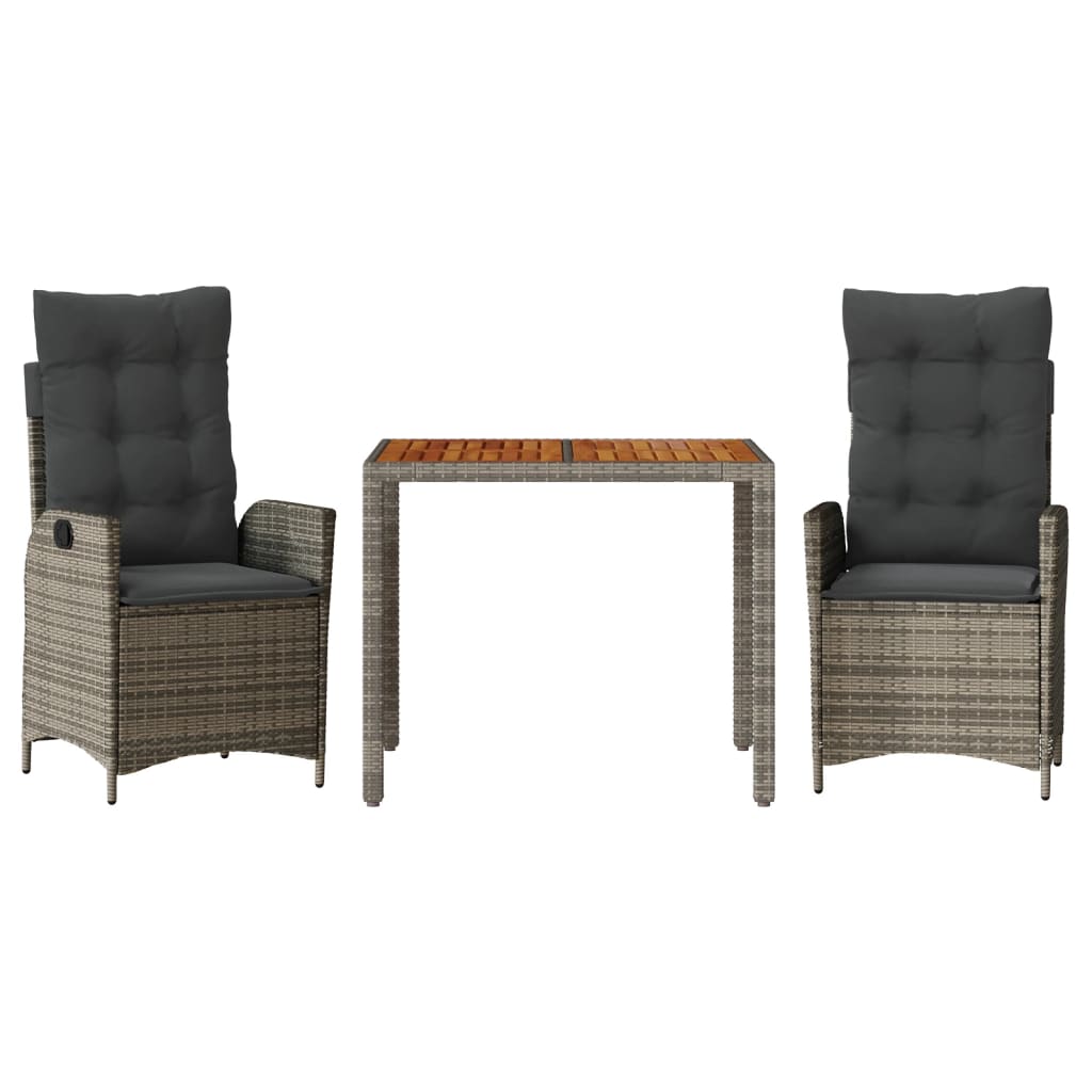 Ensemble à manger de jardin 3 pcs coussins gris résine tressée - XIOS
