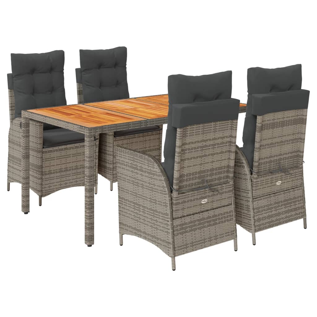 Ensemble à manger de jardin 5 pcs coussins gris résine tressée
