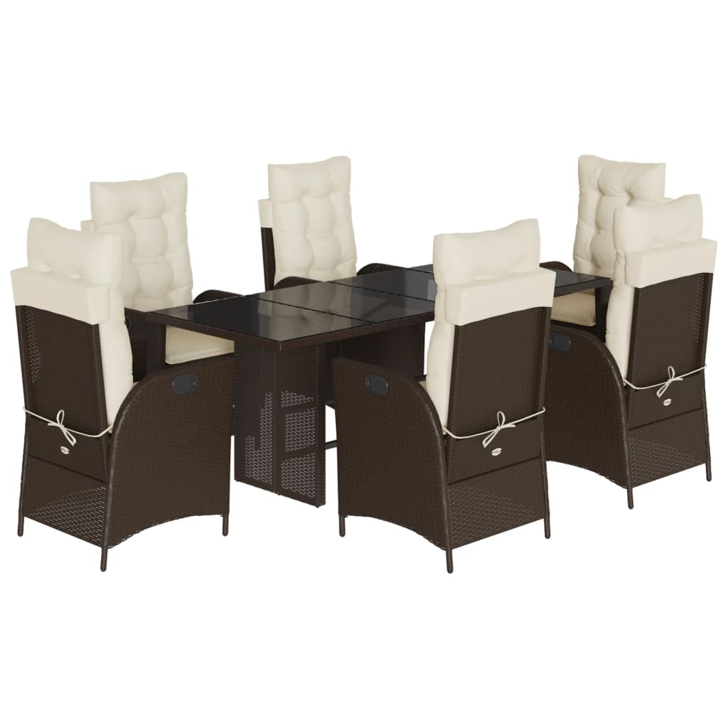 Ensemble à manger de jardin et coussins 7 pcs marron rotin - XIOS