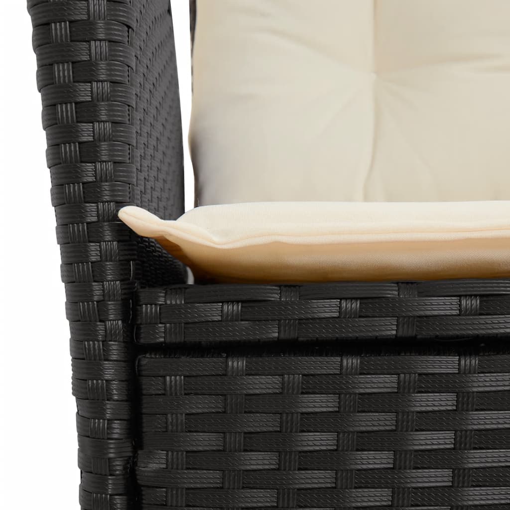 Ensemble à manger de jardin coussins 7pcs Noir Résine tressée