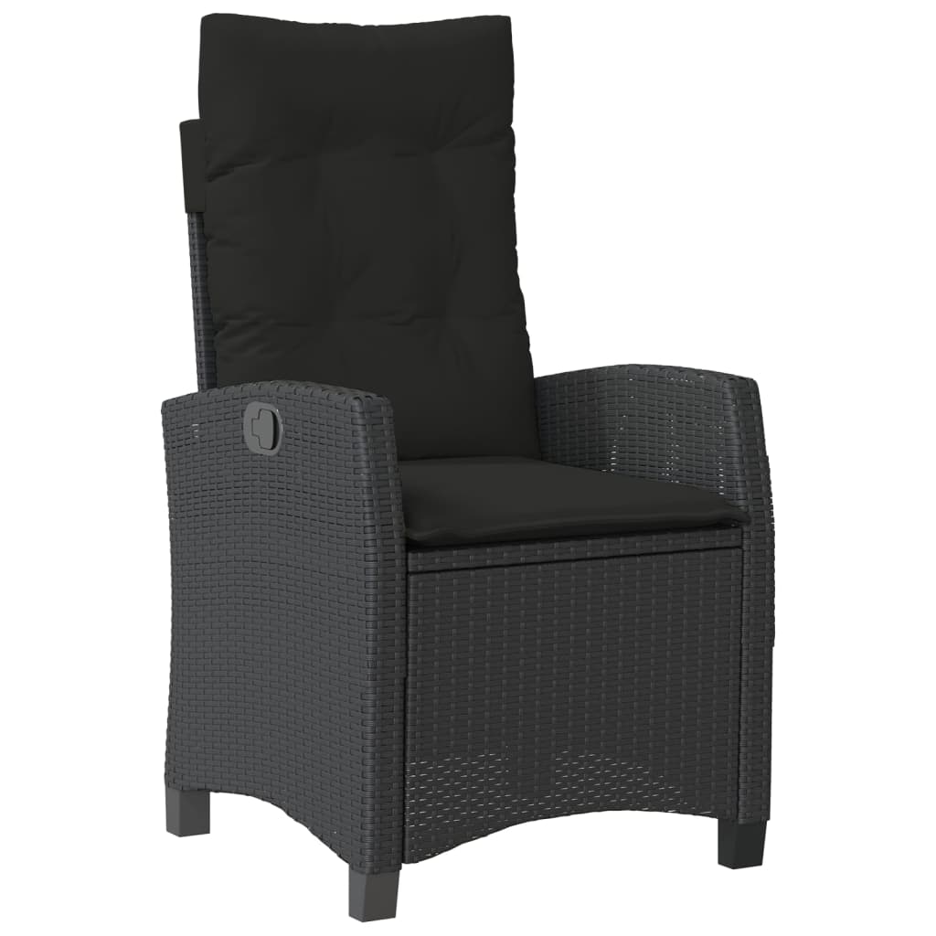 Ensemble à manger de jardin coussins 5pcs Noir Résine tressée