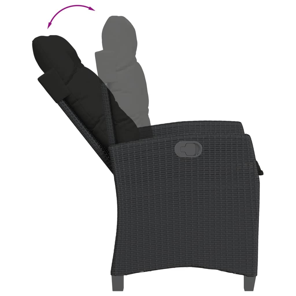 Ensemble à manger de jardin coussins 5pcs Noir Résine tressée