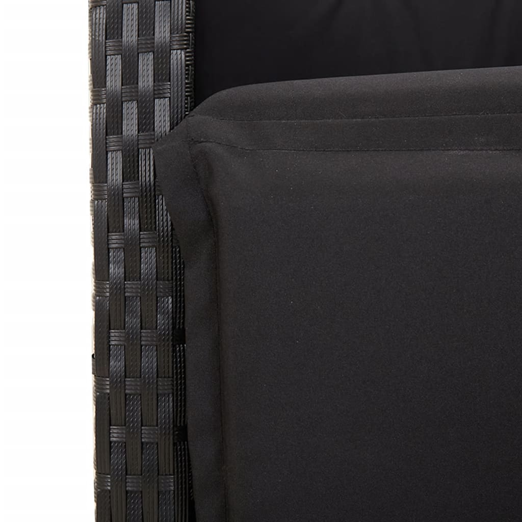 Ensemble à manger de jardin coussins 5pcs Noir Résine tressée
