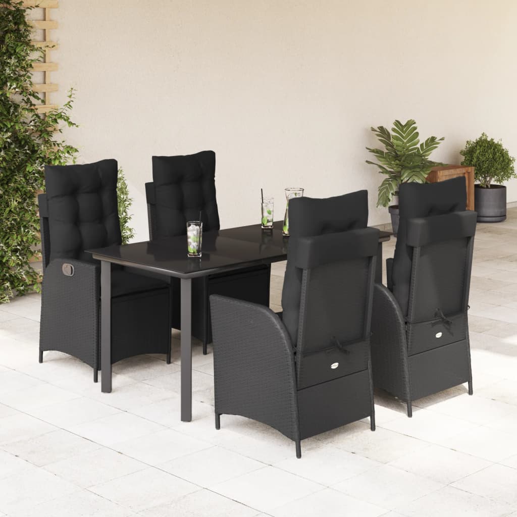Ensemble à manger de jardin coussins 5pcs Noir Résine tressée - XIOS