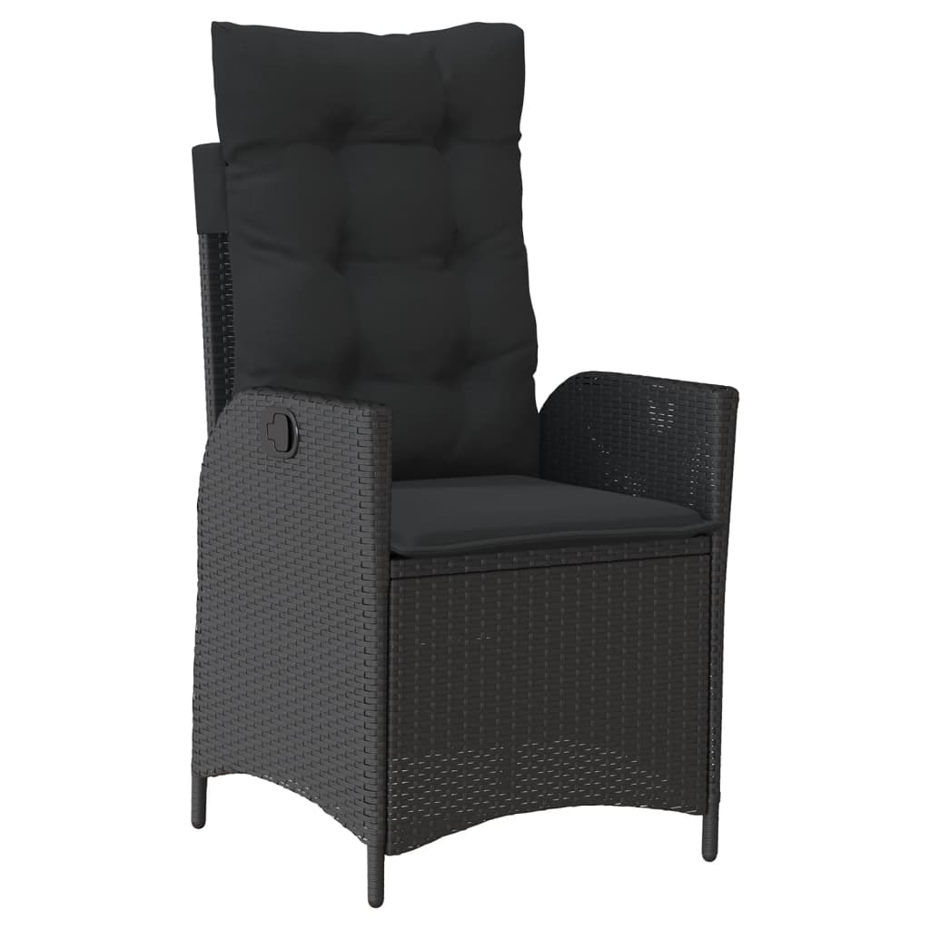 Ensemble à manger de jardin coussins 7pcs Noir Résine tressée