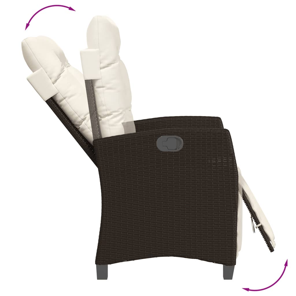 Ensemble à manger de jardin 5 pcs et coussins marron poly rotin