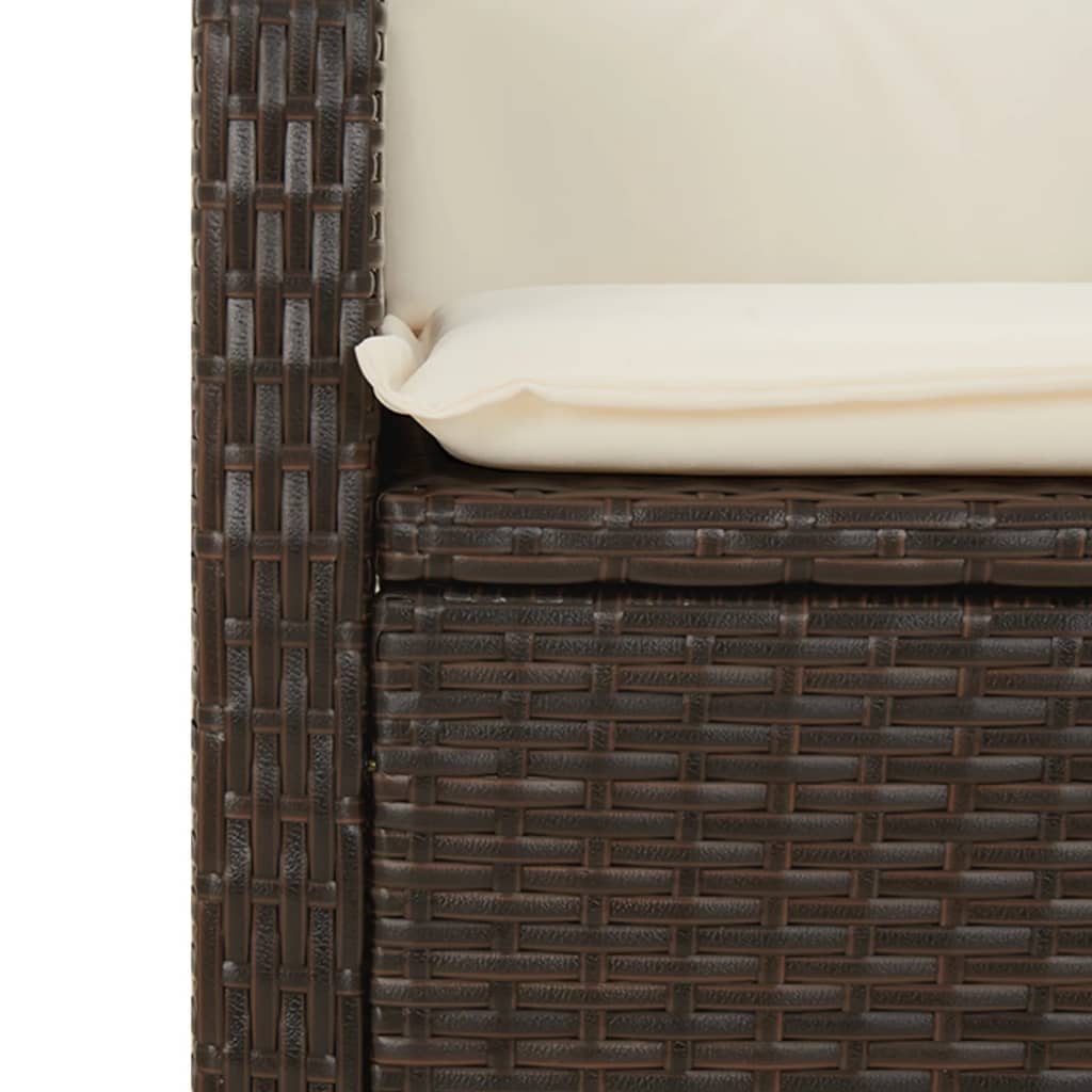 Ensemble à manger de jardin 3 pcs et coussins marron poly rotin