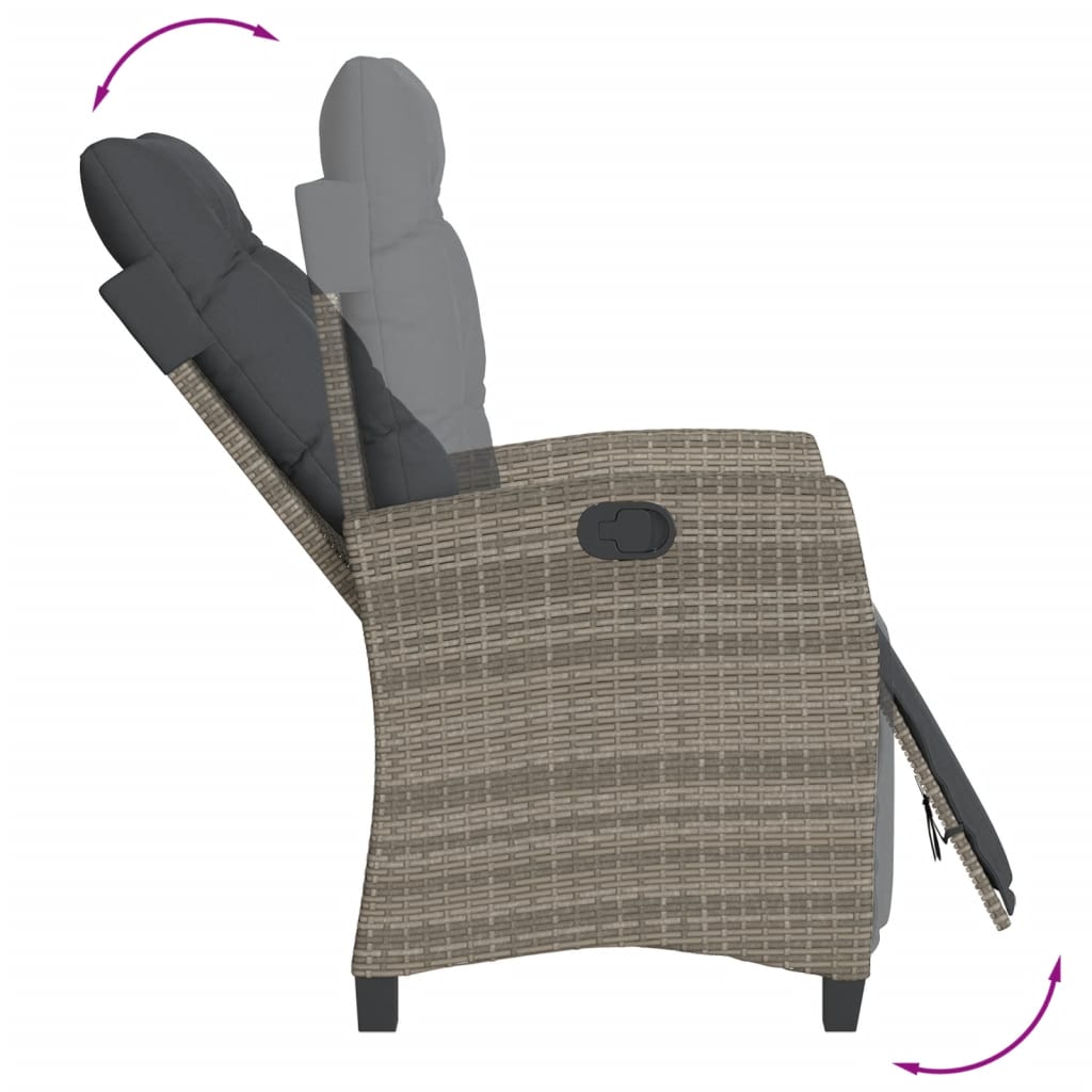 Ensemble à manger de jardin 5 pcs coussins gris résine tressée