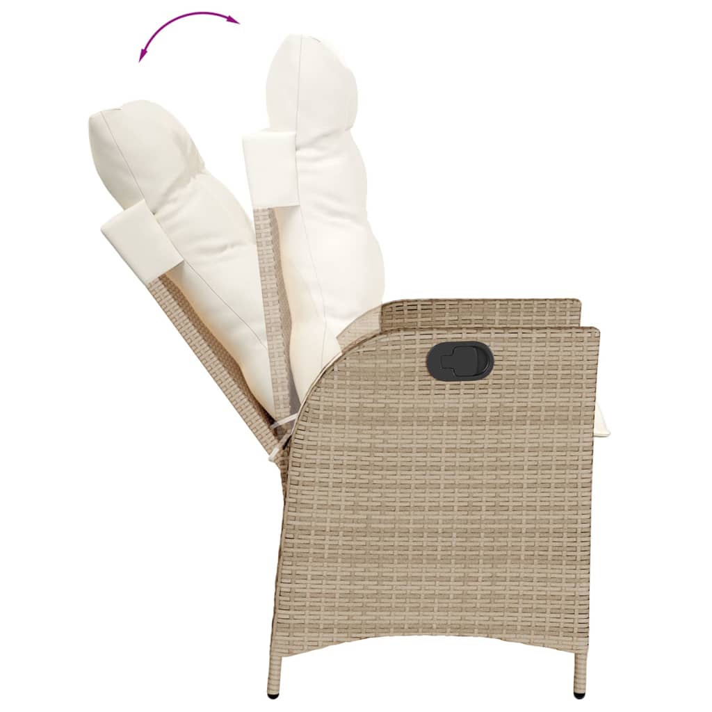 Ensemble à manger de jardin et coussins 7 pcs beige poly rotin