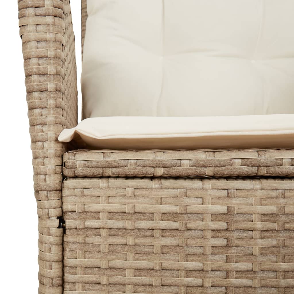 Ensemble à manger de jardin et coussins 7 pcs beige poly rotin