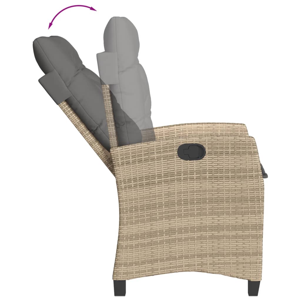 Ensemble à manger de jardin avec coussins 5pcs Beige poly rotin