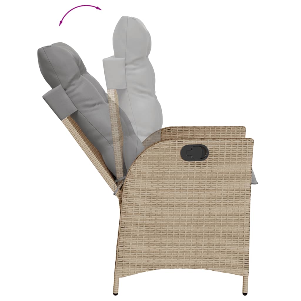 Ensemble à manger de jardin et coussins 7 pcs beige poly rotin