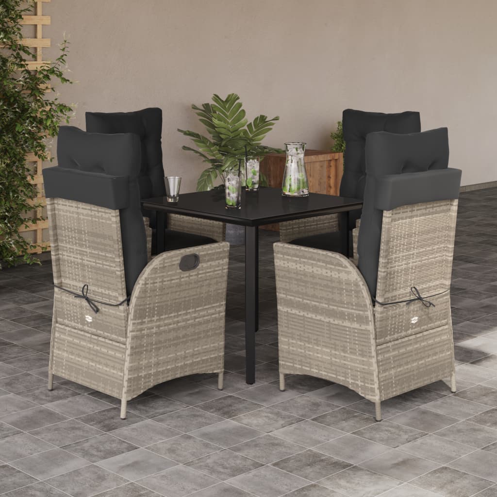 Ensemble à manger de jardin et coussins 5 pcs gris clair rotin - XIOS