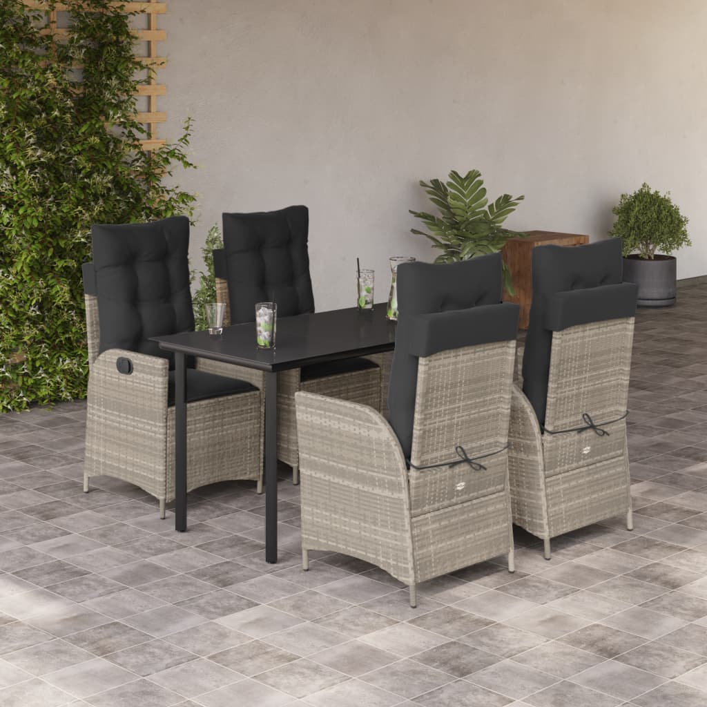 Ensemble à manger de jardin et coussins 5 pcs gris clair rotin - XIOS
