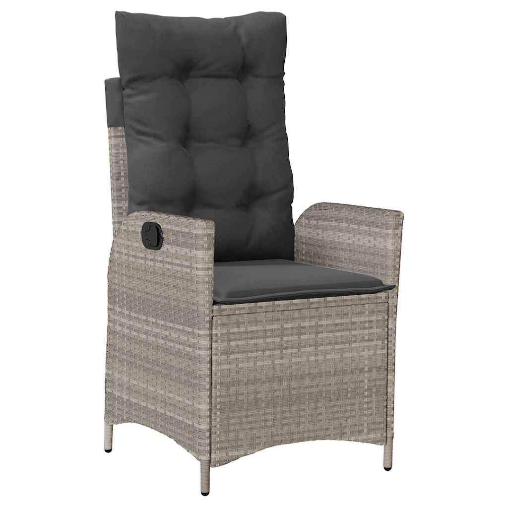 Ensemble à manger de jardin et coussins 7 pcs gris clair rotin