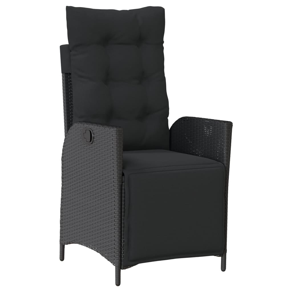 Ensemble à manger de jardin avec coussins 3 pcs Noir