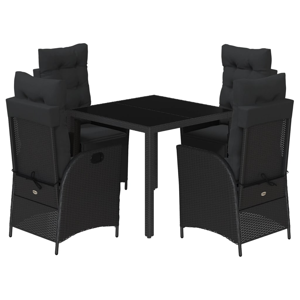 Ensemble à manger de jardin coussins 5pcs Noir Résine tressée - XIOS