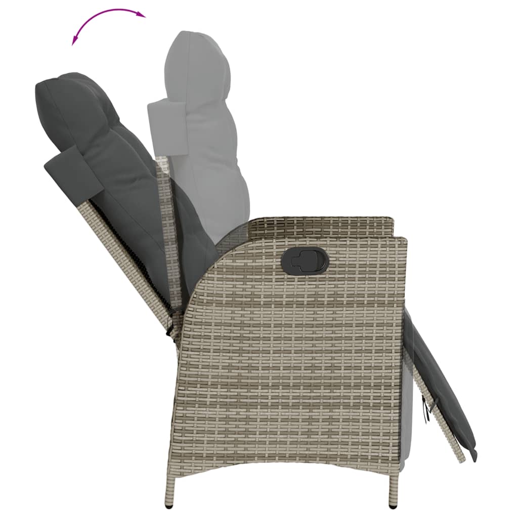 Ensemble à manger de jardin 3 pcs coussins gris résine tressée