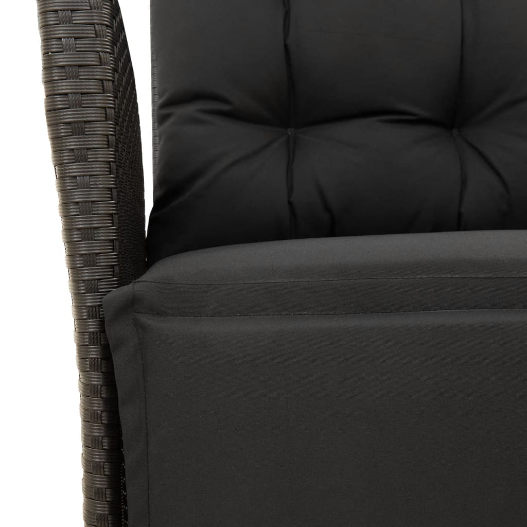 Ensemble à manger de jardin avec coussins 3 pcs Noir