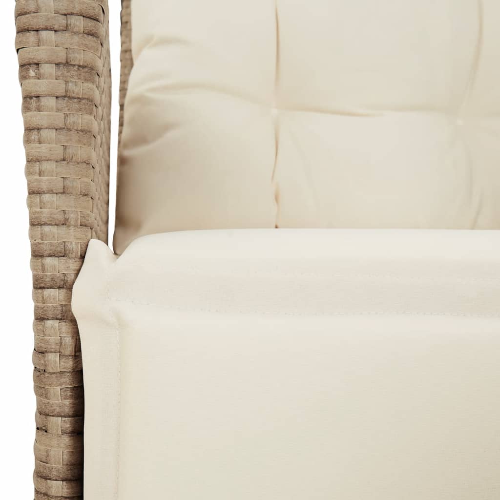 Ensemble à manger de jardin et coussins 3 pcs Beige poly rotin