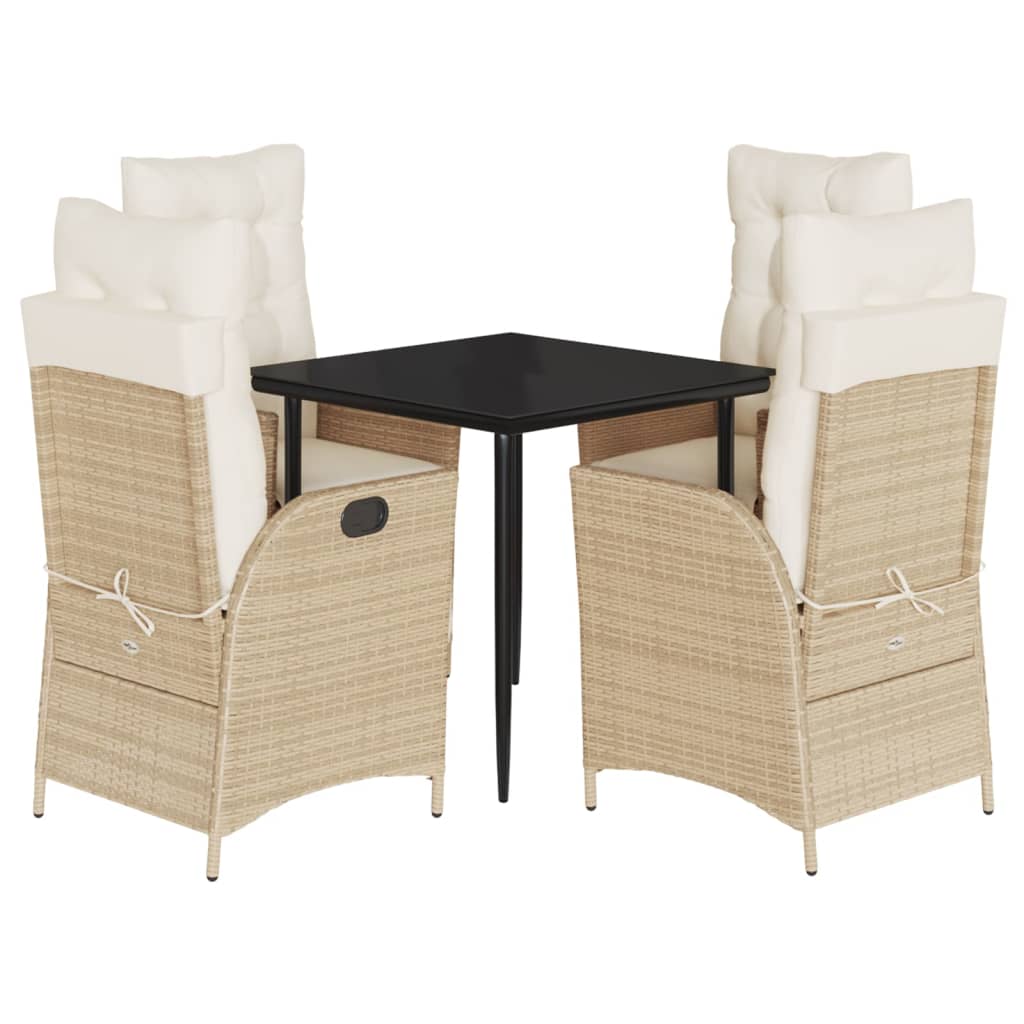 Ensemble à manger de jardin avec coussins 5pcs Beige poly rotin - XIOS