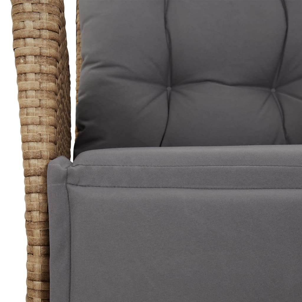 Ensemble à manger de jardin coussins 5 pcs mélange beige rotin