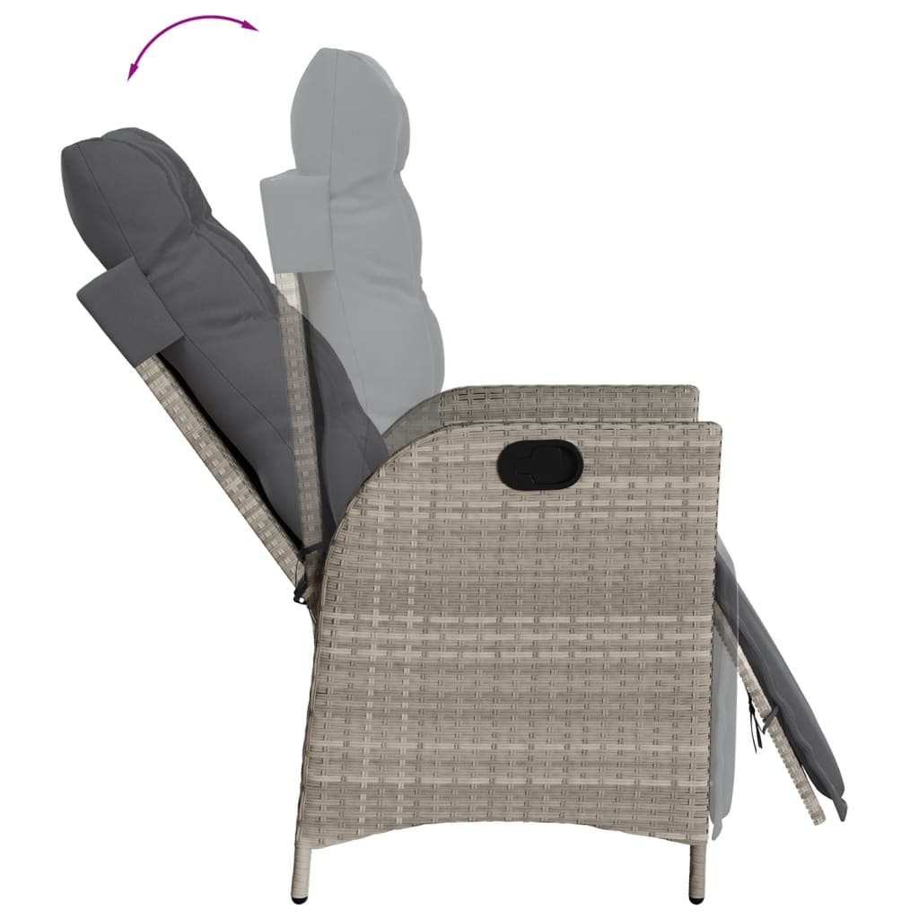 Ensemble à manger de jardin et coussins 5 pcs gris clair rotin