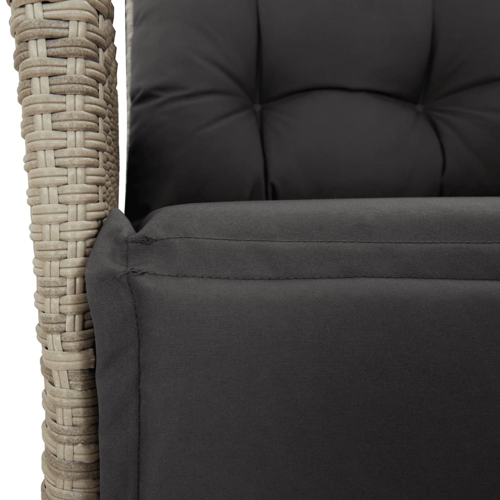 Ensemble à manger de jardin 3pcs coussins gris clair poly rotin