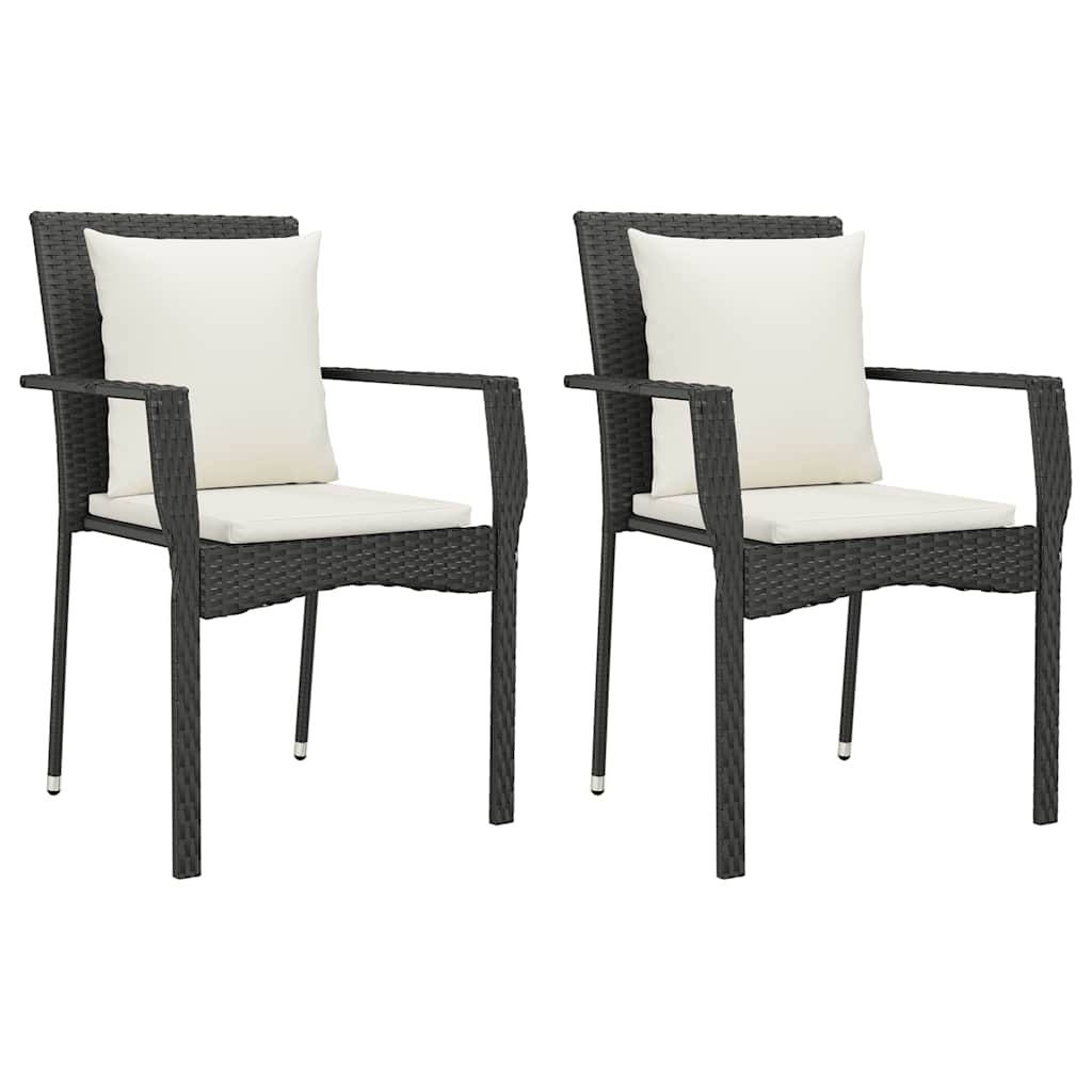 Ensemble à manger de jardin 9pcs coussins noir résine tressée