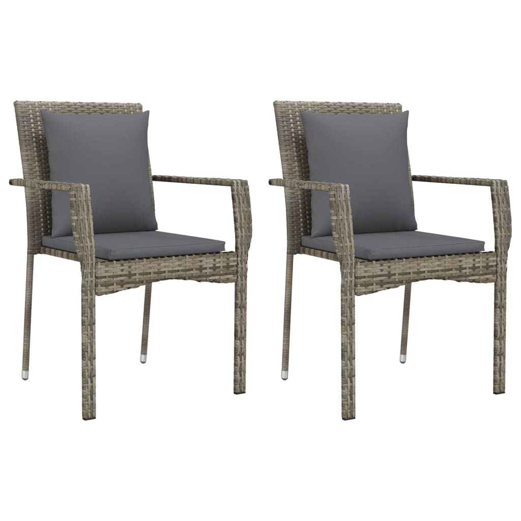 Ensemble à manger de jardin et coussins 7 pcs gris rotin