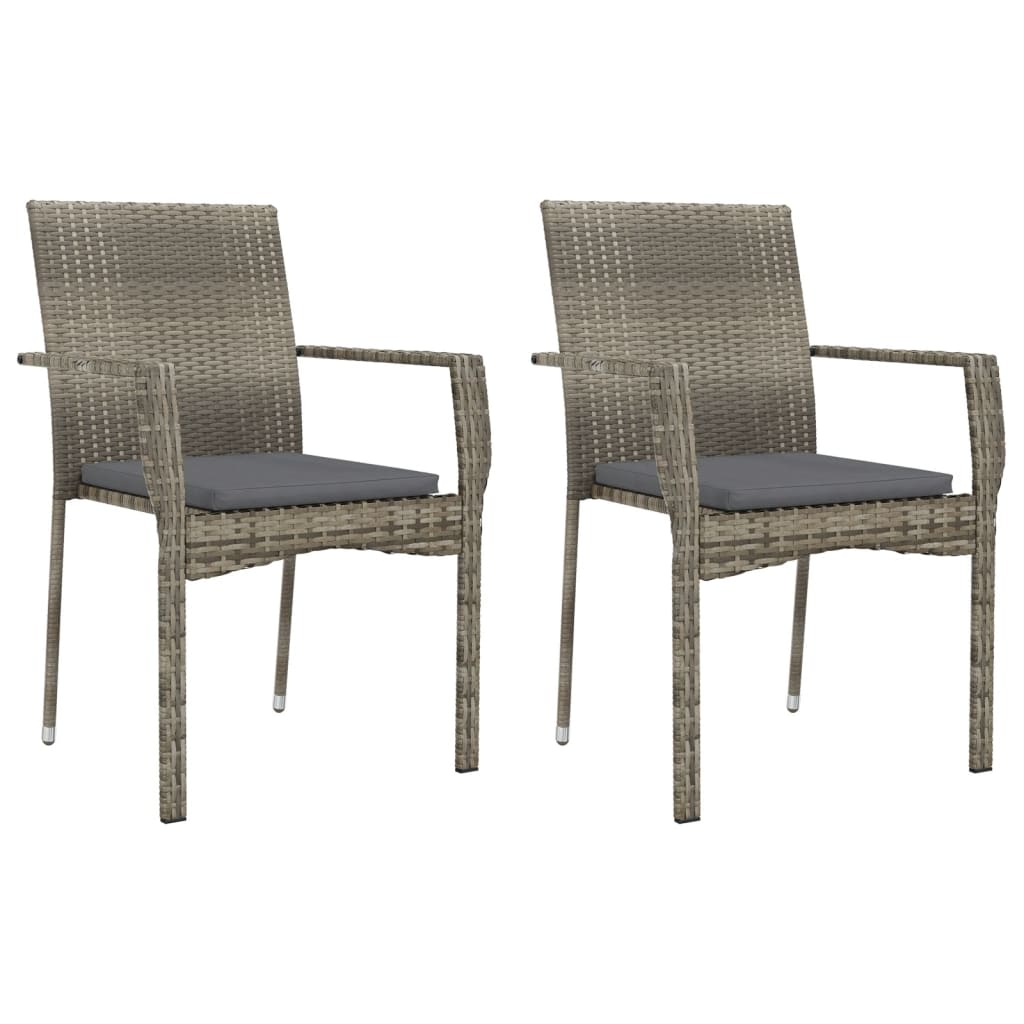 Ensemble à manger de jardin et coussins 7 pcs gris rotin