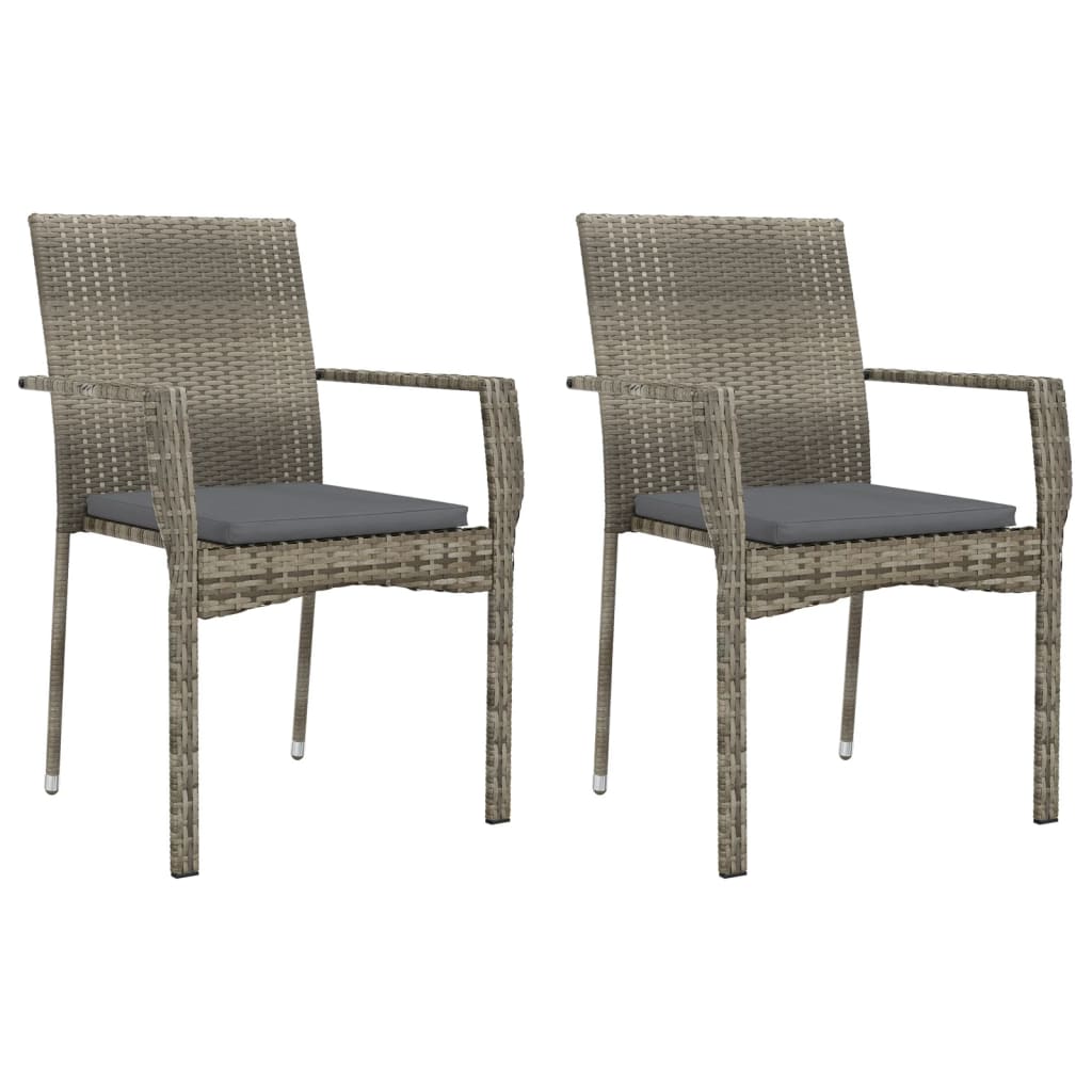 Ensemble à manger de jardin 9 pcs coussins gris résine tressée