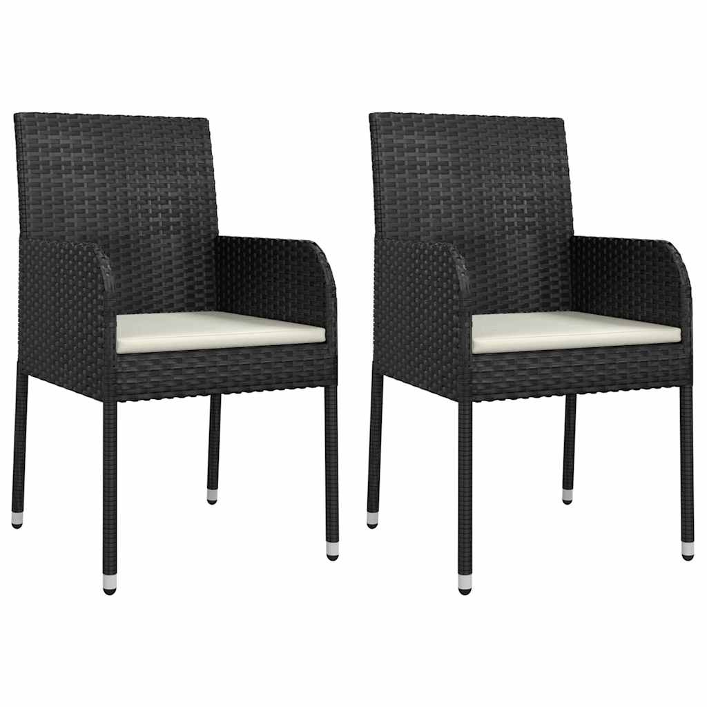 Ensemble à manger de jardin 9pcs coussins noir résine tressée