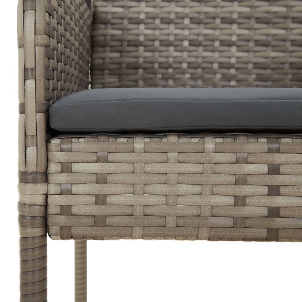 Ensemble à manger de jardin et coussins 7 pcs gris rotin
