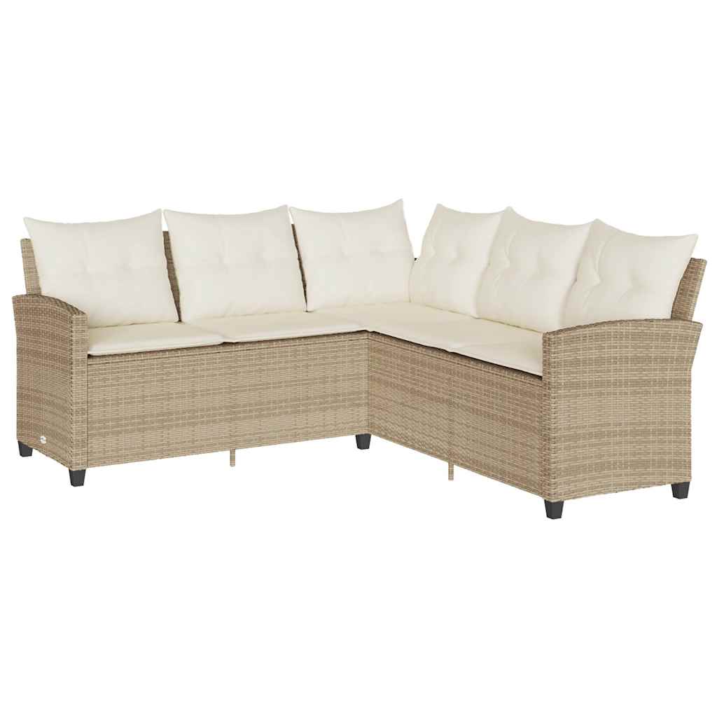 Ensemble de canapé de jardin 6 pcs avec coussins en forme de L beige résine tressée