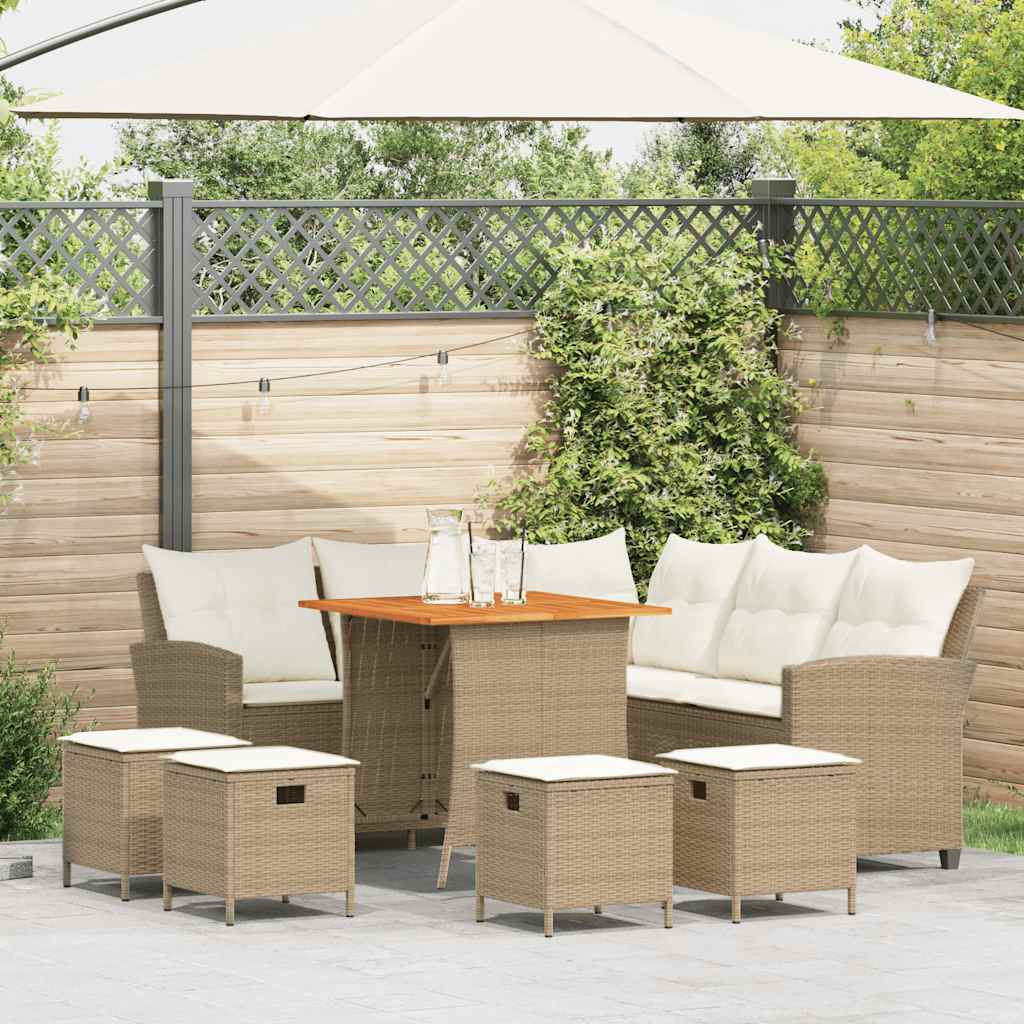 Ensemble de canapé de jardin 6 pcs avec coussins en forme de L beige résine tressée - XIOS