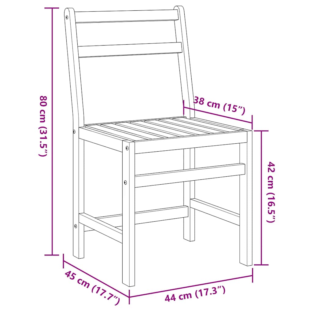 Ensemble de balcon 3 pcs bois d'acacia solide - XIOS