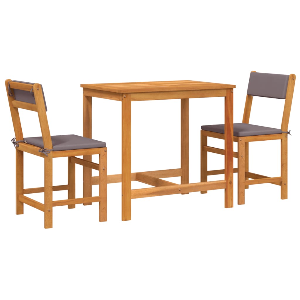 Ensemble de balcon avec coussins 3 pcs bois massif d'acacia - XIOS