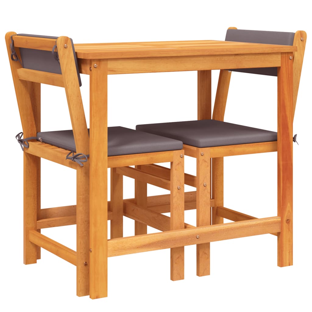 Ensemble de balcon avec coussins 3 pcs bois massif d'acacia - XIOS