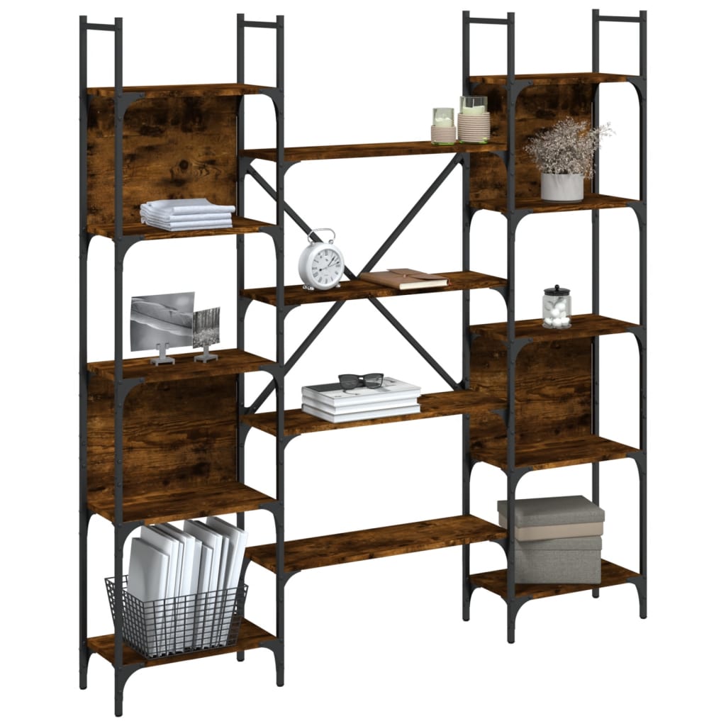 Bibliothèque chêne fumé 155,5x24x166,5 cm bois d'ingénierie - XIOS
