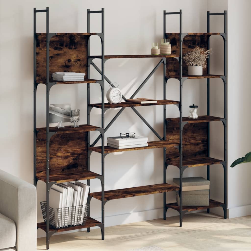 Bibliothèque chêne fumé 155,5x24x166,5 cm bois d'ingénierie - XIOS