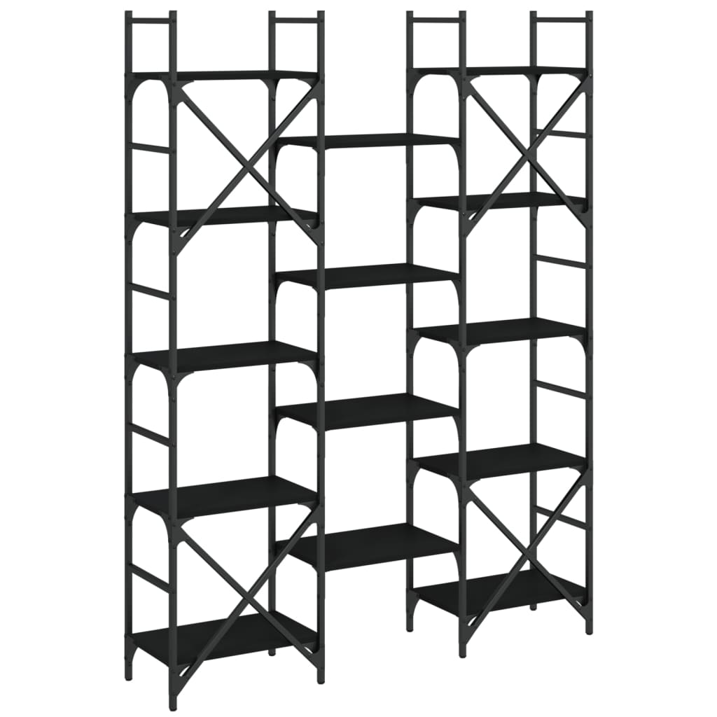 Bibliothèque noir 127,5x28,5x172,5 cm bois d'ingénierie - XIOS