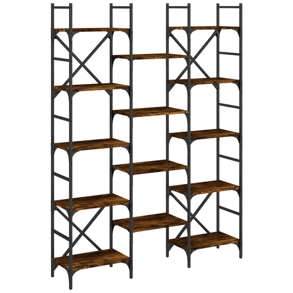 Bibliothèque chêne fumé 127,5x28,5x172,5 cm bois d'ingénierie
