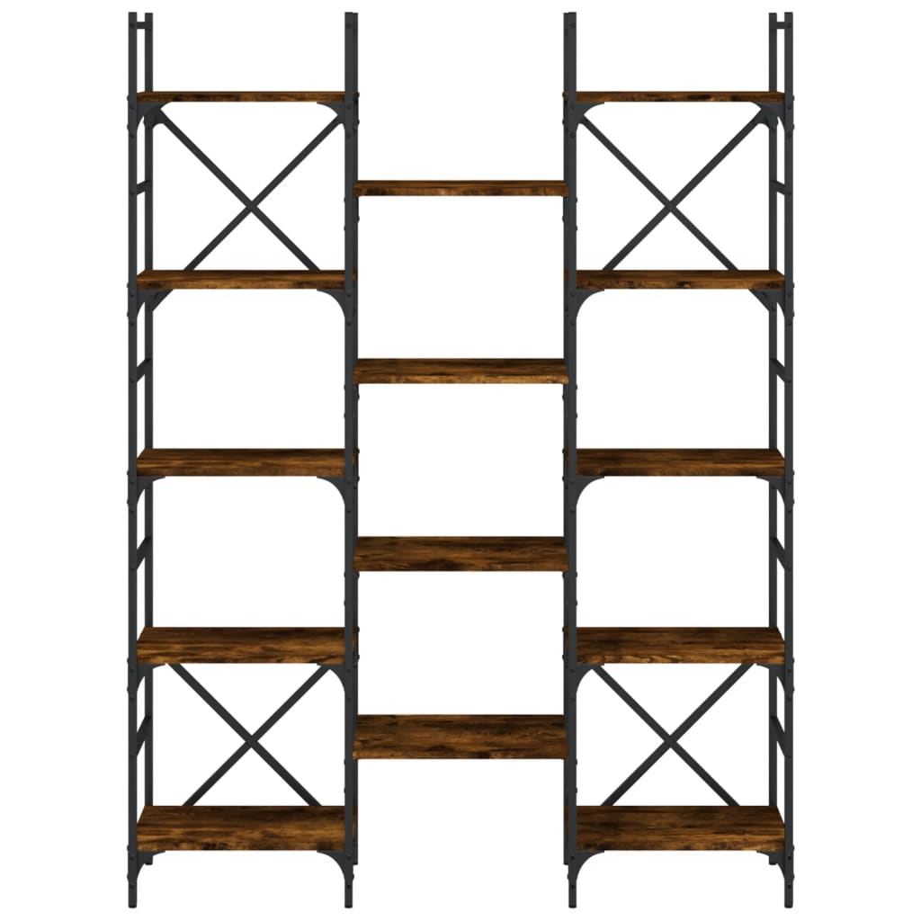 Bibliothèque chêne fumé 127,5x28,5x172,5 cm bois d'ingénierie